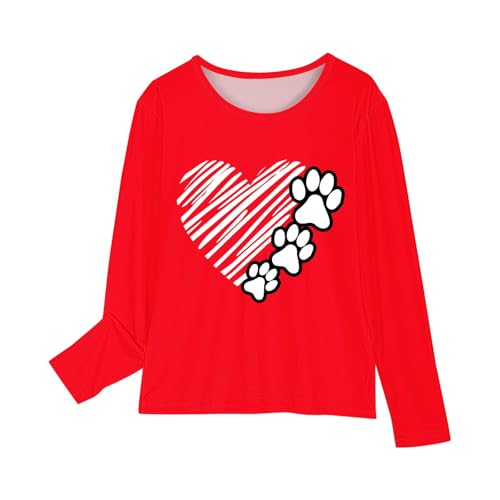 Girl's Long Sleeve T-Shirts Love Dog Claw Graphic Tees Shirts Cotton Fall Tops Casual Round Neck Tshirts3
