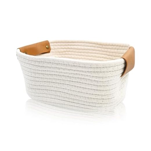 Cesta pequena de tecido com alça de couro PU, linda cesta de corda de algodão para organização, caixa de armazenamento de presente vazia para brinquedo de cachorrinho de gato, caixa organizadora