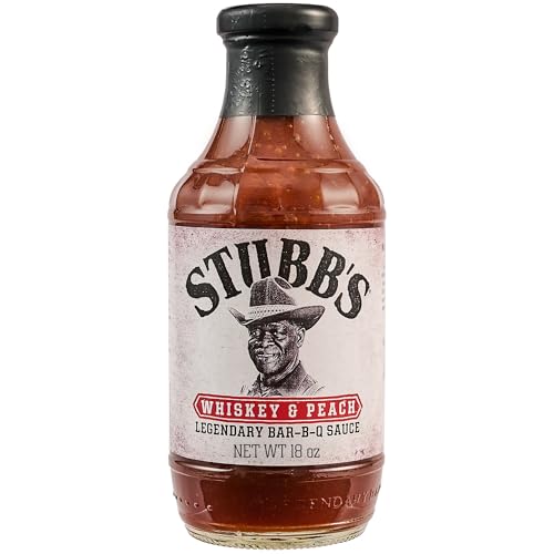 Stubb’s BBQ Sauce, Whiskey & Peach, Kosher, No Artificial Flavors, No High Fructose Corn Syrup, Sweet and Tangy Sauce for Ribs, Chicken, Wings, Steak, Pork & More, 18 oz