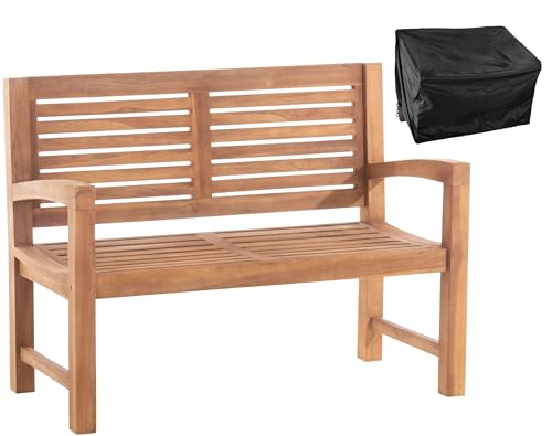 CLP Banc en Teck 120 cm avec Housse de Protection I Banc en Teck avec Housse de Protection I Banc en Bois en différentes Variations avec Housse de Protection,...