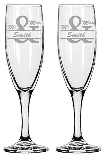Gifts Infinity® Engraved Wedding Champagne Flutes Set of 2 Personalized Toasting Glasses - Valentine's Day Gift