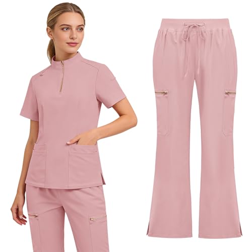 Gargey Scrubs for Women - Zip Front Top & Flare Pant Stretch Nursing Women’s Scrubs Set Medical Uniform - image 1