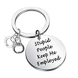 CENWA Funny Police Gift Stupid People Keep Me Employed Keychain Correctional Officer Gift Parole...