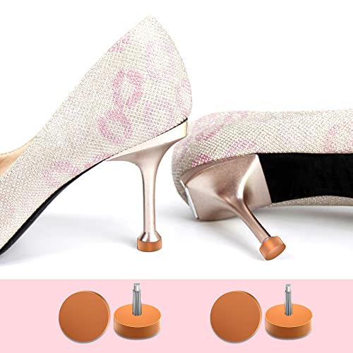 Image of SooGree High Heel Replacement Tips 10 Pairs - Stiletto Repair Caps Kit With Metal Pins (2.4 /3mm) in 5 Different Sizes for Women's Shoes (Apricot)