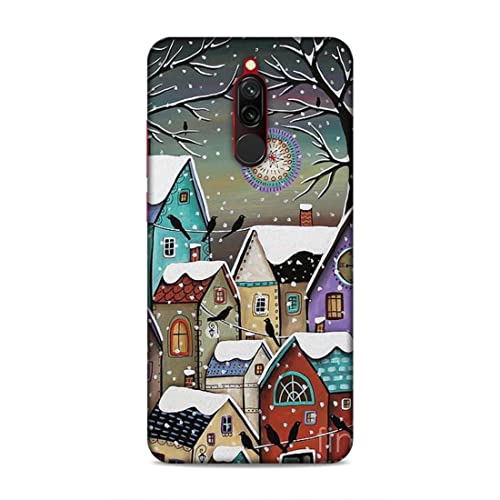 Image of Printed Mobile Back Hard Case Cover for Xiaomi Redmi 8 | Snowfall, Houses, Animated, Home Sweet Home -2186