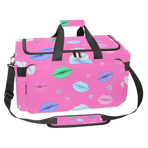 Travel Duffel Bags for Men and Women, Waterproof Weekender Overnight Gym Bags, Lips Pattern