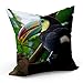 Housse de Coussin Taie Toucan dans la Foret Vie Sauvage Oiseau Jungle (40x40 cm)