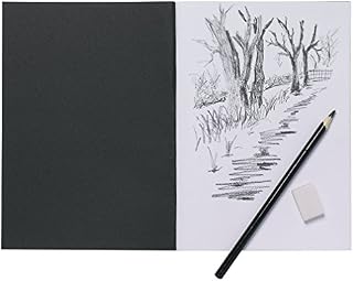 A5 Artist Sketch Book White Cartridge Paper Black Card Cover Art Pad