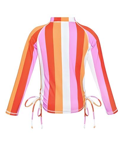 Image of SHEKINI Girl's Zipper Sun Protective UPF50+ Long Sleeve Rash Guard Swimsuit