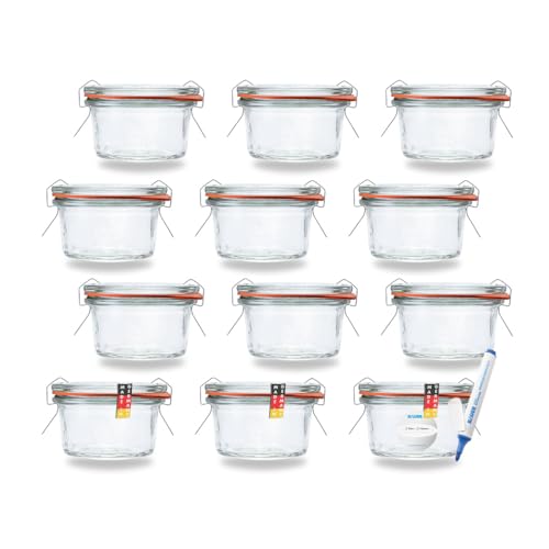 flaschenbauer.de Weck Lot de 12 petits bocaux en verre de 50 ml, utilisables comme mini pot à œufs, à confiture, à provisions, ou de conserve