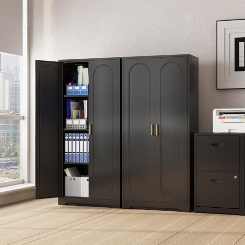 Image of Steeloong 60 inchMetal Pantry Storage Cabinet with Doors & 3 Adjustable Shelves