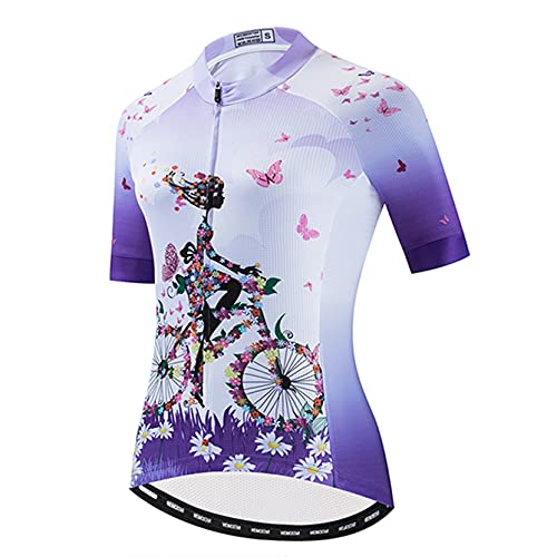 Weimostar Butterfly Women's Cycling Biking Jersey Short Sleeve Bike Shirt Bicycle Tops Breathable Reflective