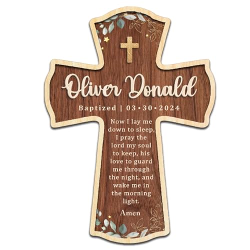 Image of Personalized Baptism Cross wood sign, Wooden sign Baptism gifts for Baby, Baptism Gift Girl /Boy, Christening Gifts Crosses for children, Baptized Cross Sign, Dedication Gift, Christening Gifts - A4