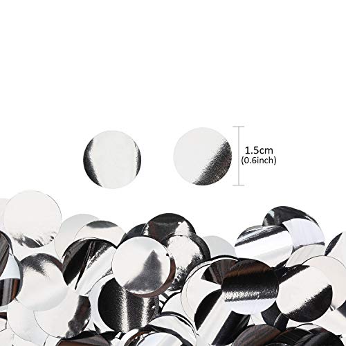 Image of TecUnite Silver Foil Confetti Round Tissue Paper Table Confetti Dots for Wedding Birthday Party Decoration Arts Craft DIY Scrapbooking, 1.76 oz (1.5 cm)