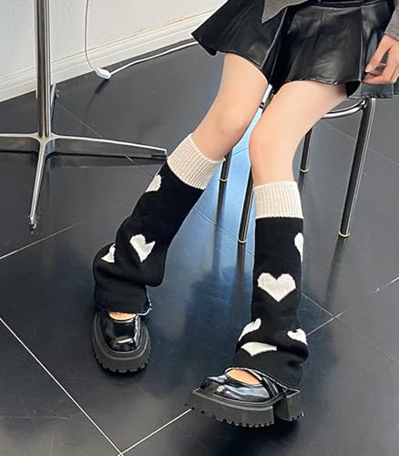 Image of WODECASA Girls Kawaii Leg Warmers Knitted Flared Leg Sleeves Goth Crochet Baggy Cuff Ankle Heap Socks