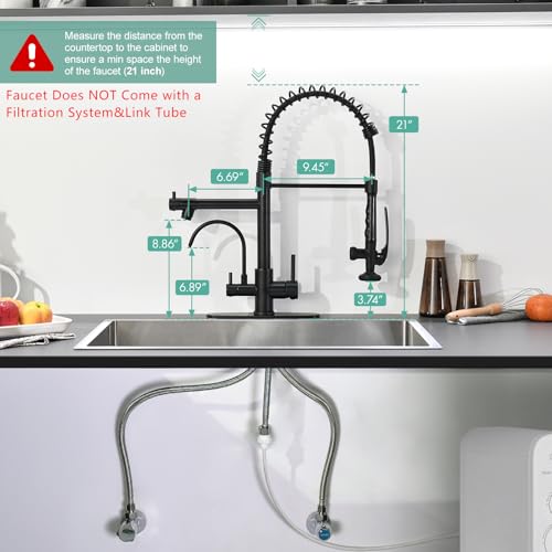 Image of Fapully Commercial Kitchen Faucet with Drinking Water Faucet Matte Black