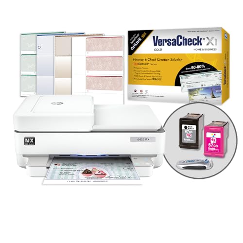 VersaCheck HP Envy 6455 MXE MICR Printer X1 Gold Printing Software Bundle, White