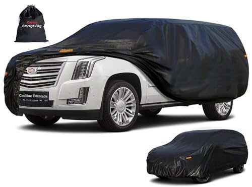 Image of Kayme 7 Layers SUV Car Cover Custom Fit for Cadillac Escalade (2007-2014), Waterproof All Weather for Automobiles,Rain Sun UV Protection.Black
