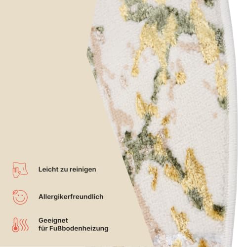 TAPISO Crystal Rund Teppich Kurzflor Glänzend Hellgrün Gold 160 x 160 cm – Ansicht 9