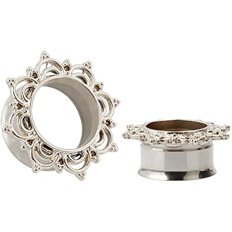 KUBOOZ Titanium Steel Flesh Tunnels Ear Plugs Stretcher Expander Tunnels Ear Gauges Body Piercing Jewelry Silver 0G (8mm) Cover