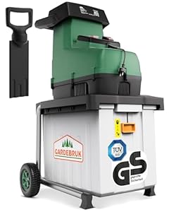 GARDEBRUK® Leisehäcksler 3100 W max. 45 mm Aststärke Elektrisch 60 L Auffangbox Walzenhäcksler Gartenhäcksler Schredder