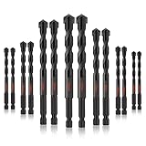14 Stück Schlangenbohrer-Set, Betonbohrer, Ø 3-12 mm, Fliesenbohrer, Steinbohrer...
