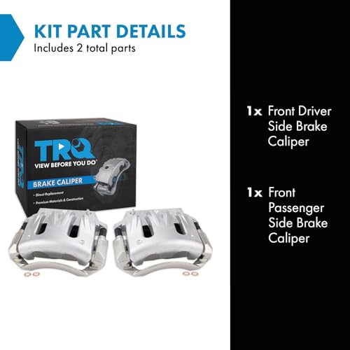 Image of TRQ Front Brake Caliper Set Zinc Coated Brackets Hardware Compatible with 2004-2007 Ford Freestar 2004-2007 Mercury Monterey