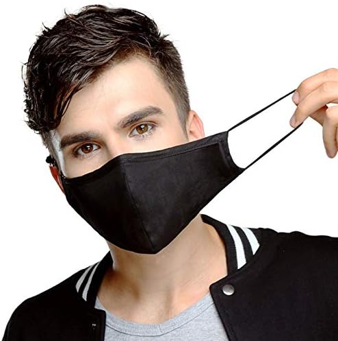 6 Pack Reusable Cloth Face Mask Washable Breathable with 10PCS Activated Carbon Filter Black
