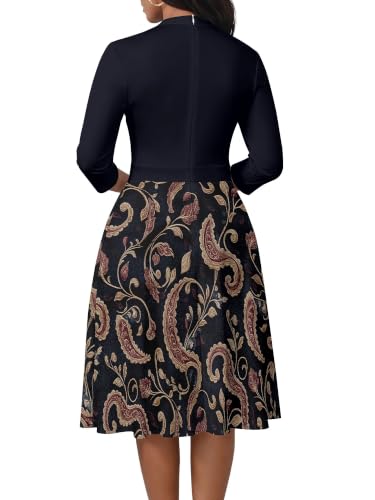 Image of PinkPatty Women's Casual A-line Midi Dresses 3 /4 Sleeve V Neck Fit and Flare Dress with Pockets
