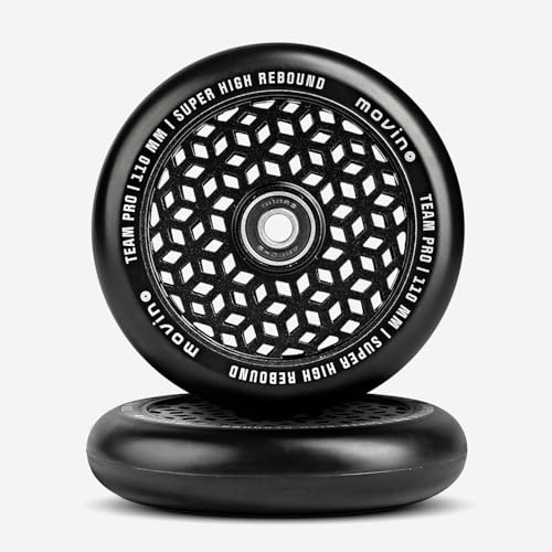 Movino Räder Rollen für Stunt-Scooter - Ersatzräder - ABEC-9 Kugellager - Polyurethan 88A - Honey Core - Schwarz - 110 mm