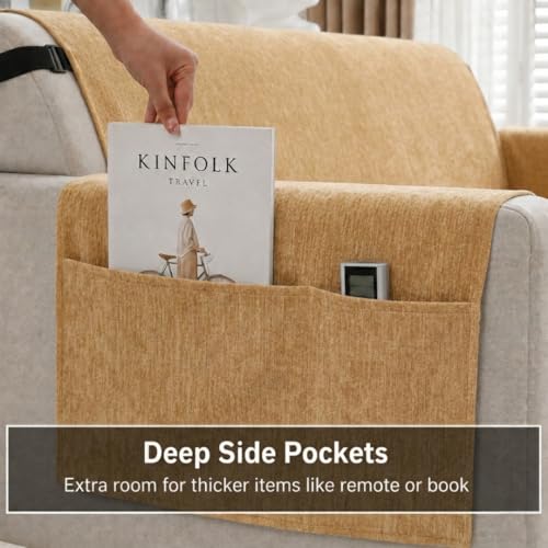 Image of STITCHNEST 'LuxeFit Series' 1 Seater Sofa Cover | Full Coverage with Armrest Pocket | Elegant Woven Fabric, Washable & Durable for Modern Living