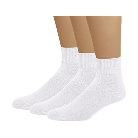 EMEM Apparel Men's Big and Tall Knig Size Diabetic Circulatory Non-Binding Loose Top Casual Ankle Quarter Low Cut Cotton Seamless Toe Hosiery Socks 3-Pack White 2X-Large Cover