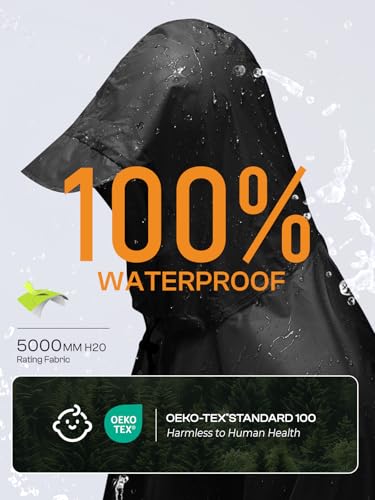 Image of SaphiRose Hooded Rain Poncho Waterproof Raincoat Jacket for Men Women Adults