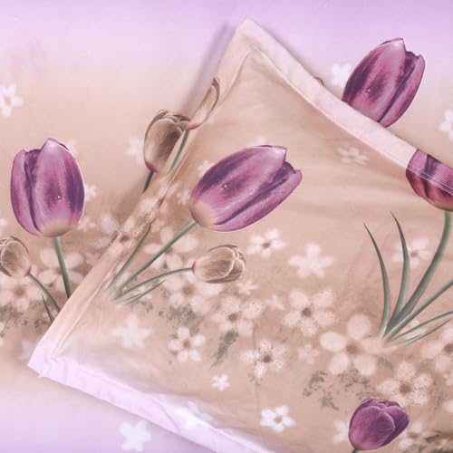 Image of Cloth Fusion Cotton Feel Pillow Covers Set of 2 with Envelope Closure (17X27 Inches, Twilight Tulip)