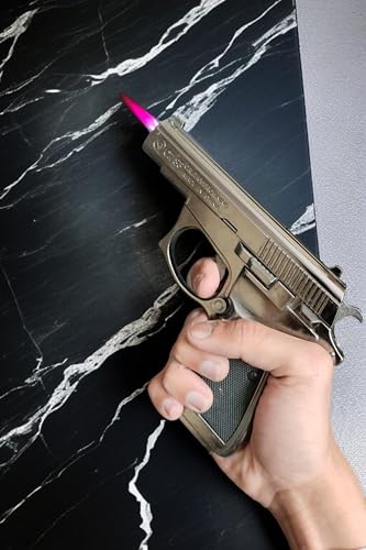 Image of Z83 HEAVIESTGun Style Metal Body Lighter with Barrel, Cover and Stand, Black,Gold