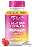 Pink Stork Magnesium Glycinate with Vitamin D - Magnesium Supplement for Women to Support Natural Calm, Mood, and Sleep - Hormone Balance for Women - 60 Capsules, Berry Essence, 1 Month Supply