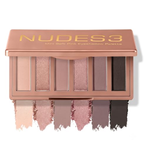 Image of Erinde Soft Pink Brown Mini Eyeshadow Palette, Multi-Use Matte & Shimmer Eye Shadow Palettes, Ultra-Blendable, Neutral Nude Rosy Taupe & Brown Travel Eye Makeup with Mirror, Vegan, Cruelty-Free