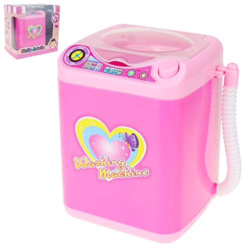 Pink Mini Makeup Brush Cleaner Device Simulation Automatic Washing Machine Sponge Cleaning Toy for Girls Ladies