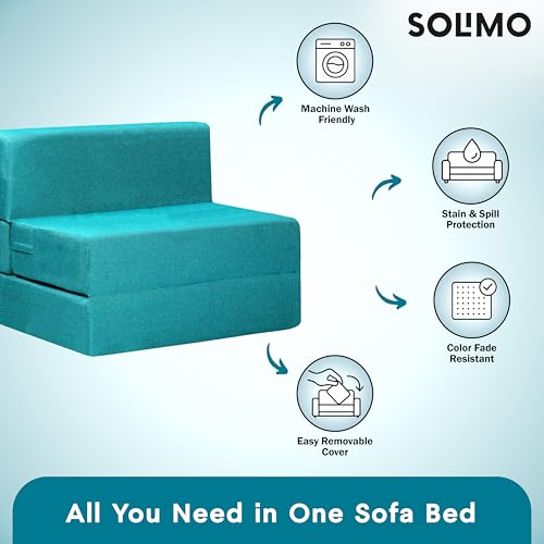 Image of Amazon Brand - Solimo 1 Seater 3 * 6 Jute Fabric Washable Cover Sofa Cum Bed 1 Seater Double Foam Fold Out Sofa Cum Bed (Finish Color - Sky Blue Delivery Condition - Pre-Assembled)
