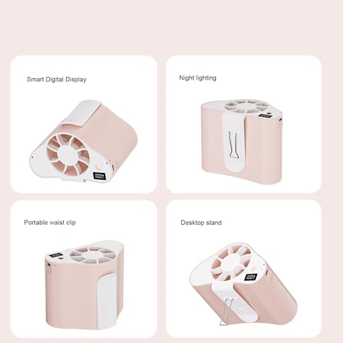 Ventilador de cintura portátil premium con pantalla LED y acabado marrón claro 8