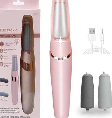 Silk 3 Pro Portable Electric Hard Skin Remover 2026 New Electric Callus Remover Foot Wand Foot Hard Skin Remover 2 Speeds Waterproof Pedicure Tool with LED Light for Dry & Cracked Heel (Pink)