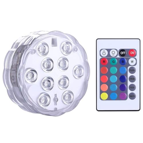 Qoolife Submersible LED Lights Remote Control Battery Powered, RGB Mul