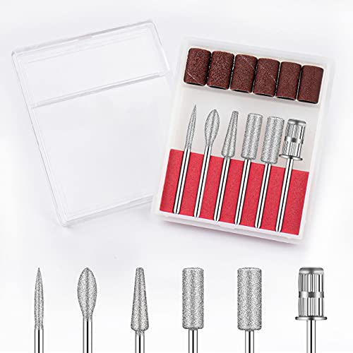 12 Pieces Nail Drill Bits Set Professional Bits Nail Art Tools With6 3/32 inch Nail File Bits & 6 Sanding Bands for Nail Care Tools Gel Nails Manicure Home Salon(12)