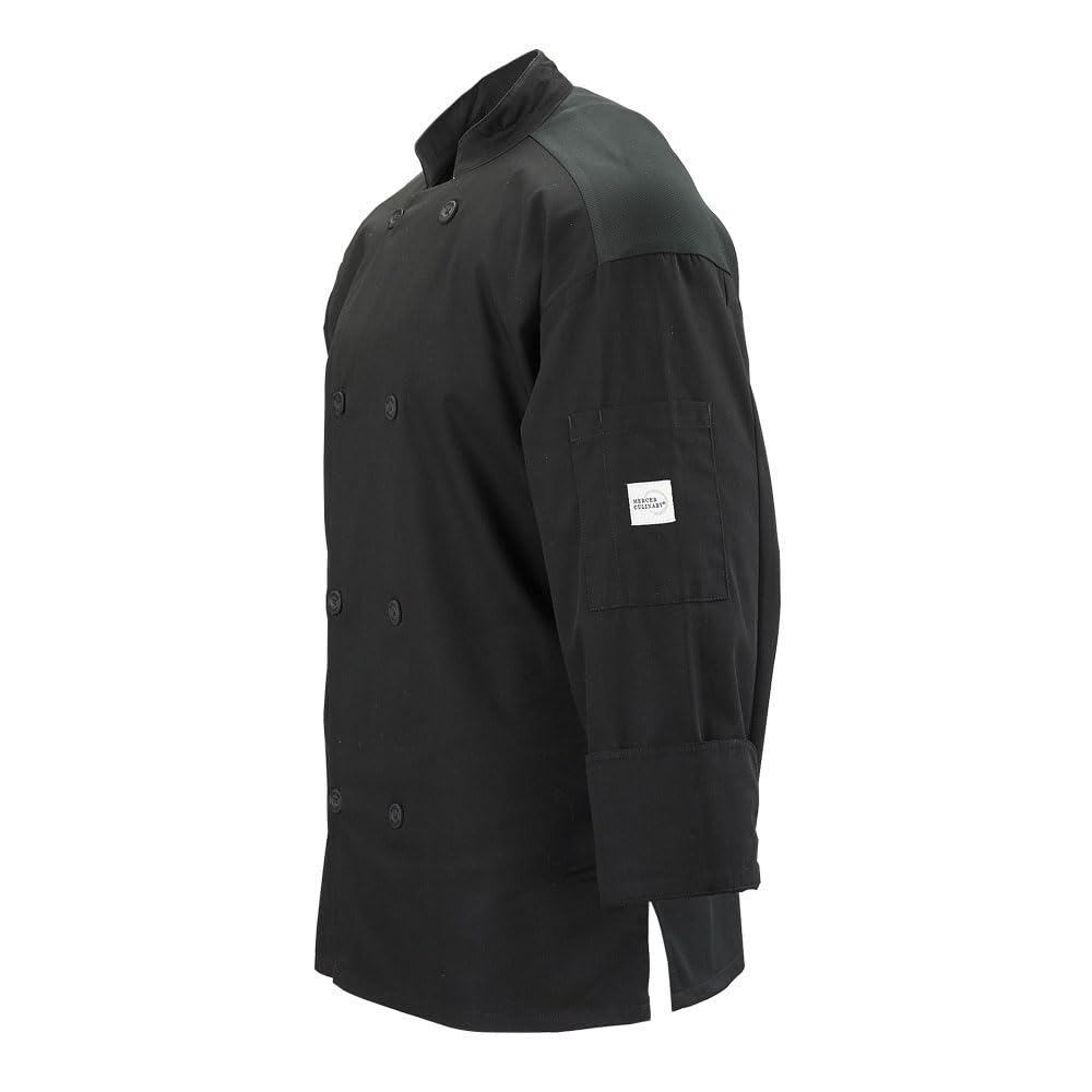 Mercer Culinary Millennia Air Unisex Kochjacke mit Netzrücken, Schwarz