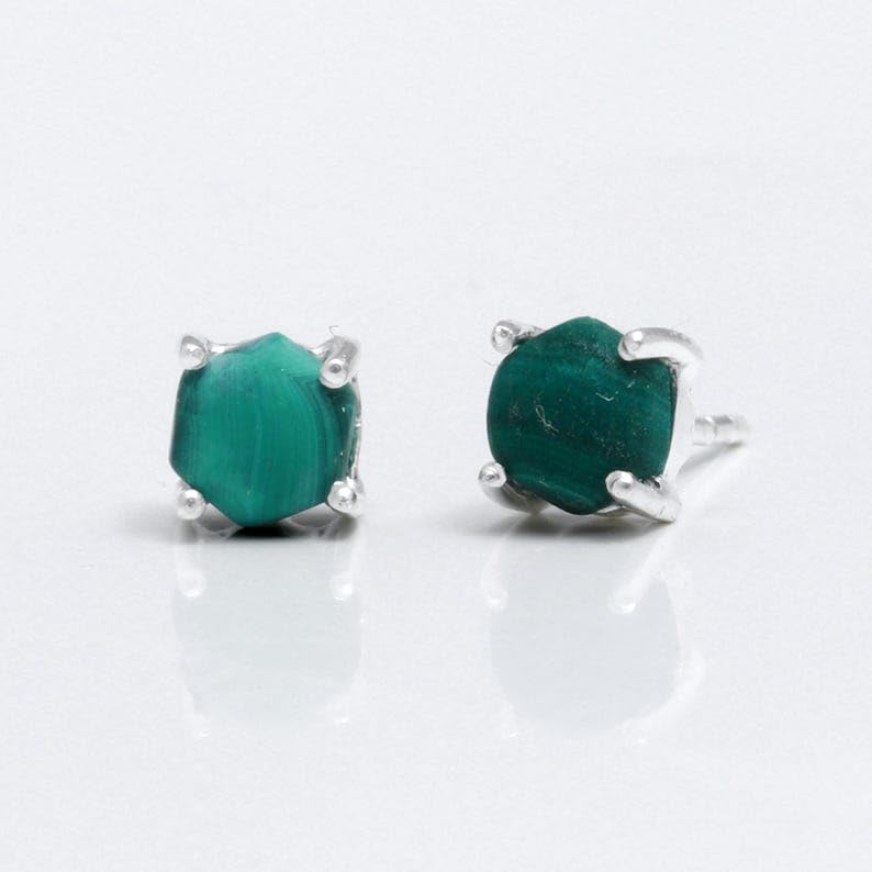 Boucles malachite naturelle d'exception et argent sterling 925