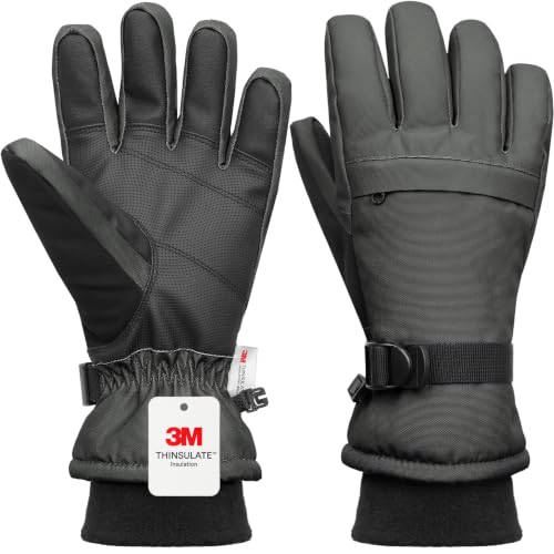 Image of Ski Gloves,Snow Gloves Waterproof Winter Warm Cold Weather Touchscreen Gloves for Parent& Child Kids Skiing,Snowboarding