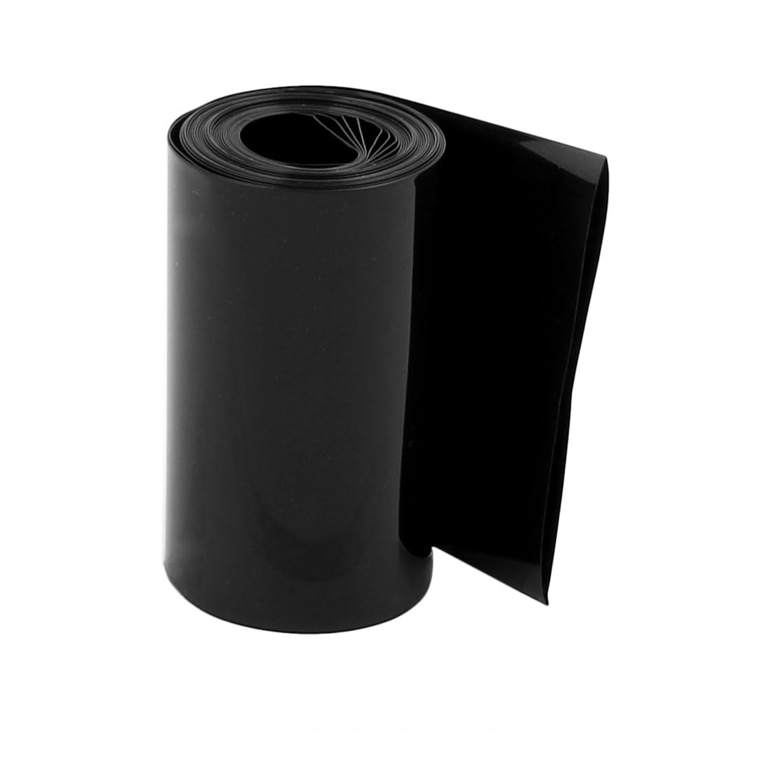 Sourcingmap 75mm Flat Width 2.1M Length PVC Heat Shrink Tube Black for 18650 Batteries