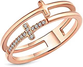 Tiffany Style 14 Karat Yellow, Rose & Rhodium Gold Plated Bangles, Cuffs & Rings with Roman Numeral Styling & Crystal Details