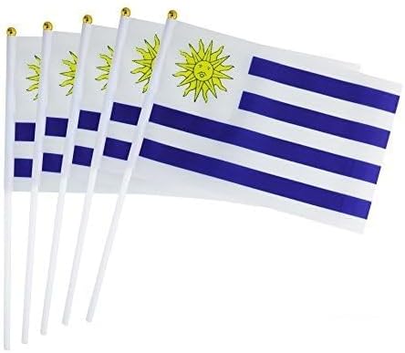 25 Pack Hand Held Small Mini Flag Uruguay Uruguayan Flag Stick Flag Round Top National Country Flags,Party Decorations Supplies For Parades,World Cup,Festival Events,International Festival image 3