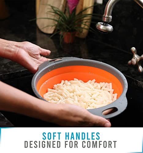 2 Pcs Colander Set - Collapsible Colanders By Comfify - Sink Strainers For Kitchen - 2 & 3 Qt / 8" & 9.5" Size - Red #TOP2